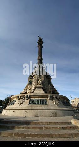 Monumento a Cristoforo Colombo a Barcellona, Spagna Foto Stock