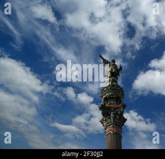 Monumento a Cristoforo Colombo a Barcellona, Spagna Foto Stock