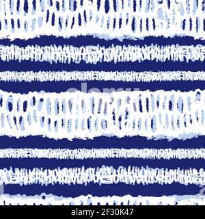 Vetector blu shibori monocromo righe grunge orizzontali motivo senza cuciture. Adatto per tessuti, confezioni regalo e carta da parati. Illustrazione Vettoriale