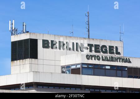 Berlino, Germania - 11 settembre 2018: Terminal dell'aeroporto Tegel di Berlino (TXL) in Germania. Foto Stock