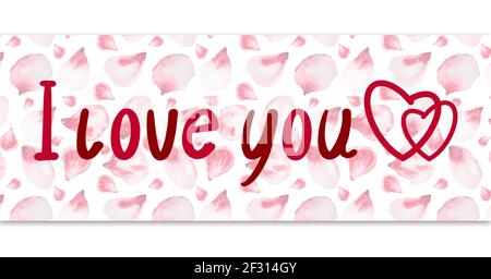 Ti amo frase fatta con un marcatore rosso su sfondo rosa. Foto Stock