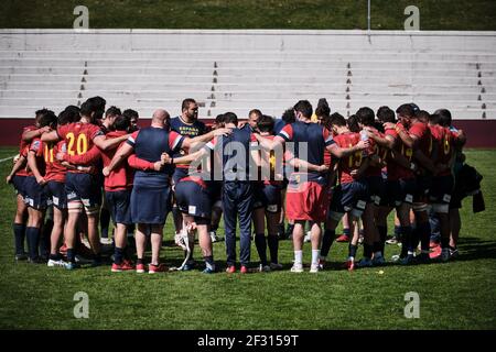 Madrid, Spagna. 14 Marzo 2021. Campionato europeo di rugby 2021 - Spagna vs Georgia. Il Campionato europeo di rugby 2021 fa parte del processo di qualificazione per la Coppa del mondo di rugby 2023 in Francia. Stadio nazionale Complutense, Madrid, Spagna. Credit: EnriquePSans/Alamy Live News Foto Stock