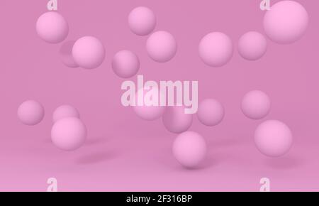 Sfere galleggianti rosa su sfondo colorato. Concetto minimo. rendering 3d Foto Stock
