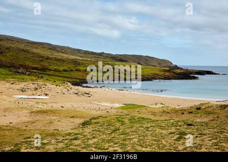 Anakena Beach, Isola di Pasqua (Rapa Nui) Isla de Pascua Foto Stock