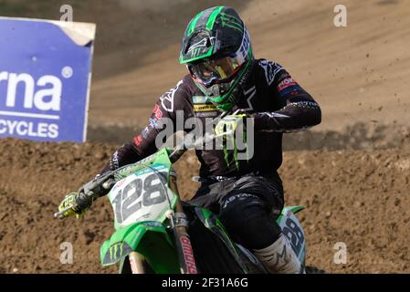 Pista Tazio Nuvolari, Mantova, Italia. 14 Marzo 2021. 128 - Ivo Monticelli (ITA) Kawasaki durante MX internazionali d'Italia 2021 - 125 Categoria, motocross - Foto Roberto Tommasini/LM Credit: LiveMedia/Alamy Live News Foto Stock