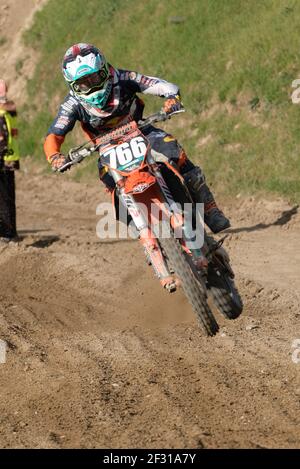 Pista Tazio Nuvolari, Mantova, Italia. 14 Marzo 2021. 766 - Michael Sandner (AUT) KTM durante MX internazionali d'Italia 2021 - 125 Categoria, motocross - Foto Roberto Tommasini/LM Credit: LiveMedia/Alamy Live News Foto Stock