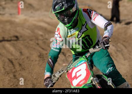 Pista Tazio Nuvolari, Mantova, Italia. 14 Marzo 2021. 3 - Romain Fevre (fra) Kawasaki durante MX internazionali d'Italia 2021 - 125 Categoria, motocross - Foto Roberto Tommasini/LM Credit: LiveMedia/Alamy Live News Foto Stock