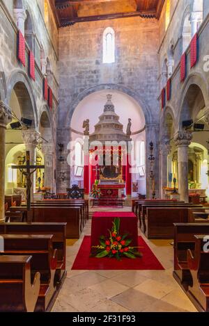 Korcula, Croazia, 28 luglio 2020: Interno della cattedrale di San Marco a Korcula, Croazia Foto Stock