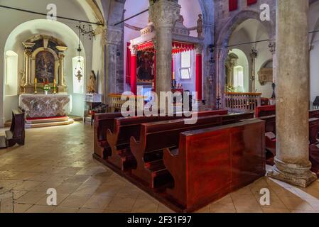 Korcula, Croazia, 28 luglio 2020: Interno della cattedrale di San Marco a Korcula, Croazia Foto Stock