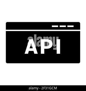 Icona codice API isolata su sfondo bianco in stile piatto. Simbolo del codice API per la progettazione, il logo, l'applicazione e l'interfaccia utente del sito Web. Illustrazione vettoriale. Illustrazione Vettoriale