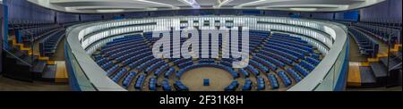 Strasburgo, Francia, 22 settembre 2020: Sala assembleata dell'Emiciclo dell'edificio del parlamento europeo a Strasburgo, Francia Foto Stock