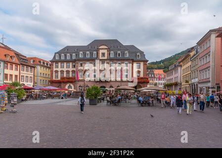 Heidelberg, Germania, 17 settembre 2020: Marktplatz nella città vecchia di Heidelberg, Germania Foto Stock