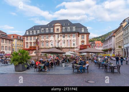 Heidelberg, Germania, 17 settembre 2020: Marktplatz nella città vecchia di Heidelberg, Germania Foto Stock