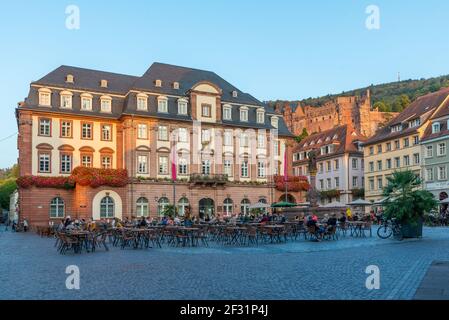 Heidelberg, Germania, 17 settembre 2020: Marktplatz nella città vecchia di Heidelberg, Germania Foto Stock