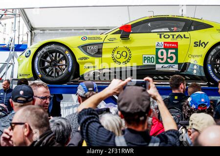 95 THIIM Nicki (dnk), SORENSEN Marco (dnk), TURNER Darren (GBR), Aston Martin Vantage team Aston Martin Racing, durante la 2019 le Mans pesage 24 ore, il 9 al 10 giugno sul circuito di le Mans, Francia - Photo Florent Gooden / DPPI Foto Stock