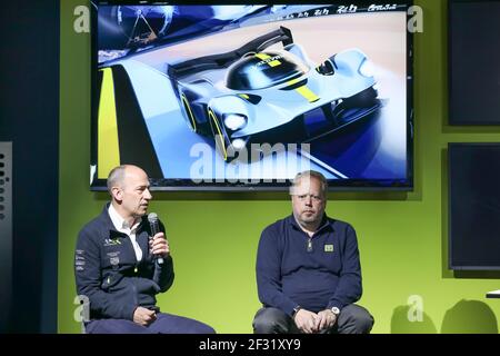 David King, Vice Presidente e Chief Special di Aston Martin, PALMER Andy, Chief Executive di Aston Martin, ritratto, conferenza stampa annunciando il progetto Hypercar Valkyrie durante la gara 2019 le Mans 24 ore, dal 15 al 16 giugno sul circuito di le Mans, Francia - Foto Marc de Mattia / DPPI Foto Stock