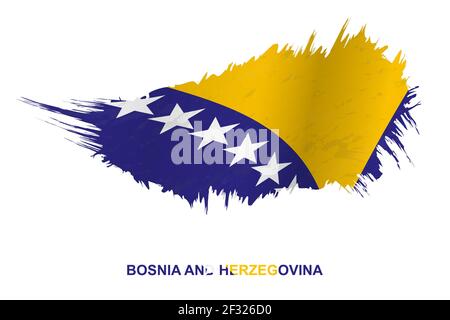 Bandiera della Bosnia Erzegovina in stile grunge con effetto ondulato, vettore grunge pennello colpo bandiera. Illustrazione Vettoriale