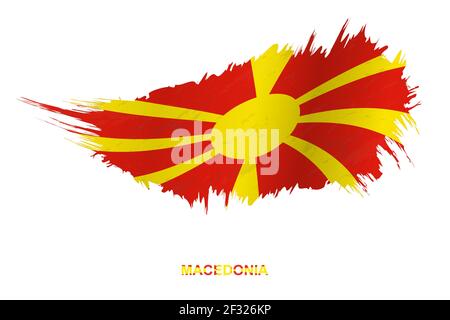 Bandiera di Macedonia in stile grunge con effetto ondulato, vettore grunge pennello colpo flag. Illustrazione Vettoriale