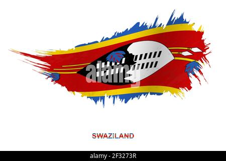Bandiera dello Swaziland in stile grunge con effetto ondulato, vettore grunge pennello colpo flag. Illustrazione Vettoriale