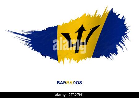 Bandiera di Barbados in stile grunge con effetto ondulato, vettore grunge pennello traccia flag. Illustrazione Vettoriale