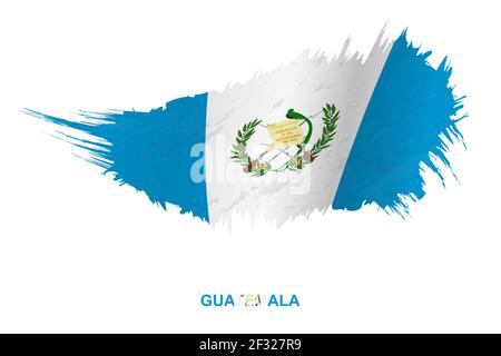 Bandiera del Guatemala in stile grunge con effetto ondulato, vettore grunge pennello colpo flag. Illustrazione Vettoriale