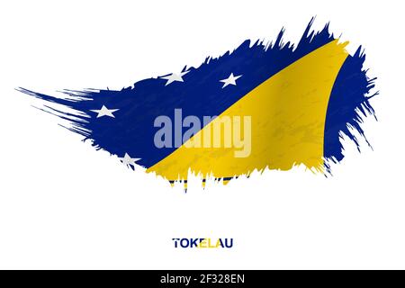 Bandiera di Tokelau in stile grunge con effetto ondulato, vettore grunge pennello traccia flag. Illustrazione Vettoriale