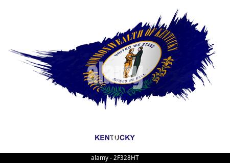 Bandiera dello stato del Kentucky in stile grunge con effetto ondulato, bandiera del tratto di pennello grunge vettoriale. Illustrazione Vettoriale