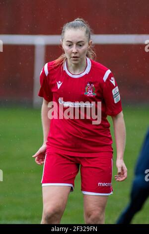 Briton Ferry Llansawel contro Cardiff si è riunito a Old Road nella Premier Women's League il 14 marzo 2021. Credito: Lewis Mitchell/YCPD Foto Stock