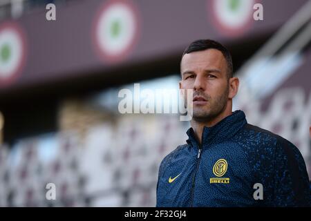 Torino, Italia. 14 Marzo 2021. Samir Handonovic del FC Internazionale durante la Serie UNA partita di calcio tra il Torino FC e il FC Internazionale. Gli stadi sportivi di tutta Italia restano soggetti a rigorose restrizioni a causa del Coronavirus Pandemic, in quanto le leggi governative in materia di distanziamento sociale vietano i tifosi all'interno dei locali, con conseguente gioco a porte chiuse. (Foto di Alberto Gandolfo/Pacific Press) Credit: Pacific Press Media Production Corp./Alamy Live News Foto Stock