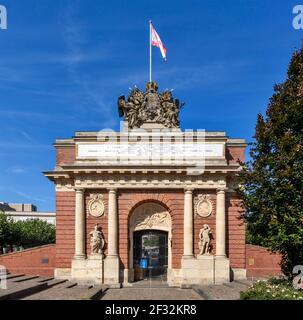 Porta di Berlino dal 1722, porta orientale dell'ex fortezza prussiana, Wesel, basso Reno, Nord Reno-Westfalia, Germania Foto Stock