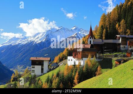 Villaggio, Langestei, comune di Kappl, Paznauntal, Tirolo, Austria Foto Stock