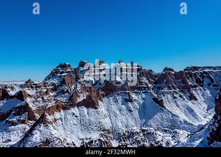 Badlands National Park in inverno, South Dakota, U.S.A Foto Stock