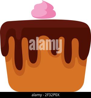 Torta al cioccolato con meringa rosa, illustrazione, vettore su sfondo bianco Illustrazione Vettoriale