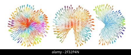 Splendidi colori di andelioni. Set di fiori astratti multicolore. Illustrazione vettoriale Illustrazione Vettoriale