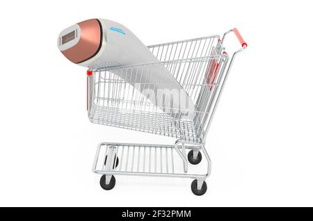 Carrello con rimozione dei capelli laser. Rendering 3D isolato su sfondo bianco Foto Stock