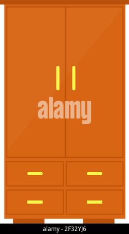armadio di legno, illustrazione, vettore su sfondo bianco. Illustrazione Vettoriale