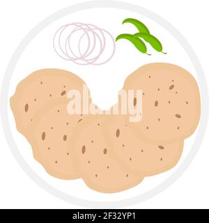 Cibo Chapati, illustrazione, vettore su sfondo bianco. Illustrazione Vettoriale