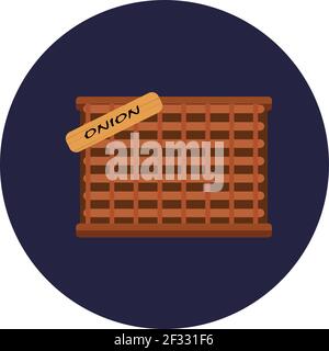 Cassa di cipolla, illustrazione, vettore su sfondo bianco. Illustrazione Vettoriale