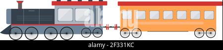 Vecchio treno, illustrazione, vettore su sfondo bianco. Illustrazione Vettoriale