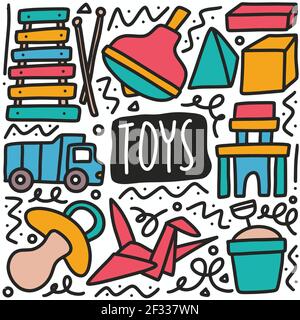 set di doodle per giocattoli disegnati a mano Illustrazione Vettoriale