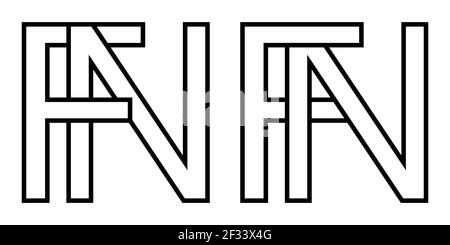Segno di logo fn e nf simbolo di icona lettere interlacciate N, F logo vettoriale nf fn primo maiuscolo motivo alfabeto n f Illustrazione Vettoriale
