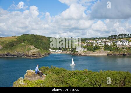 Cornwall Coast Fowey Cornwall Inghilterra vicino a St Austell da Polruan Foto Stock