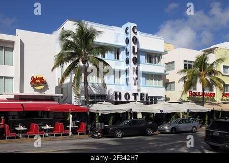 Geografia / viaggio, Stati Uniti, Florida, Miami Beach, Colony hotel nel quartiere Nature Deco, Ocean Drive, , Additional-Rights-Clearance-Info-non-disponibile Foto Stock
