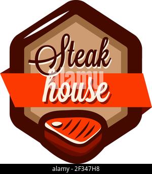 Logo Steak House. Grafico isolato piatto simbolo carne Illustrazione Vettoriale