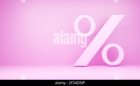 simbolo della percentuale di rendering 3d isolato su sfondo rosa Foto Stock