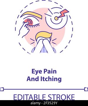 Icona del concetto di dolore oculare e prurito Illustrazione Vettoriale