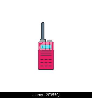 walkie talkie icona profilo stile lineare segno per il concetto di mobile e ricetrasmettitore radio web design Illustrazione Vettoriale