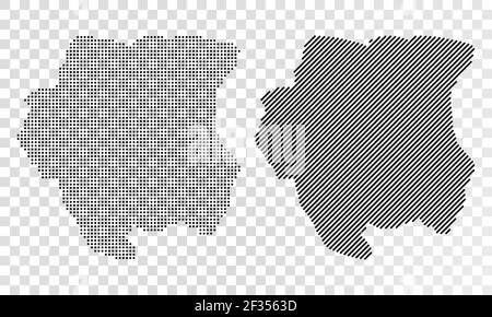 Insieme di mappe astratte del Suriname. Mappa a punti e linee del Suriname. Mappa vettoriale punteggiata del Suriname isolata su sfondo trasparente Illustrazione Vettoriale