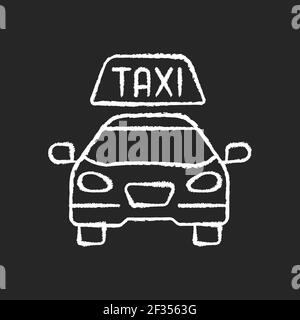 Taxi gesso icona bianca su sfondo nero Illustrazione Vettoriale