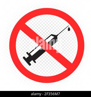 non iniettare farmaci o adesivi con il simbolo del vaccino Illustrazione Vettoriale